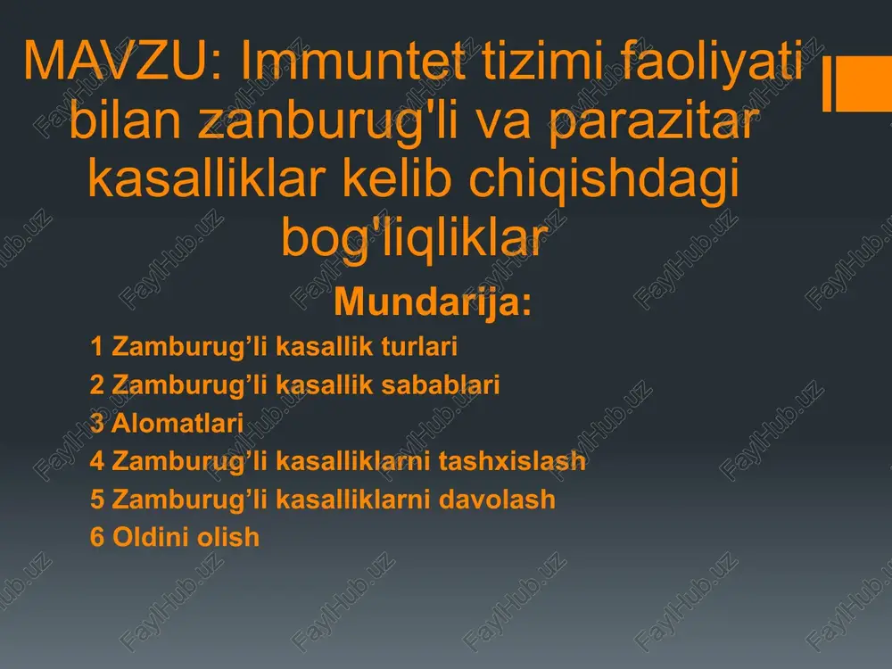 zamburug’lik asalliklar — PPTX