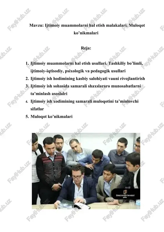 ijtimoiy muammolarni hal etish malakalari — DOCX