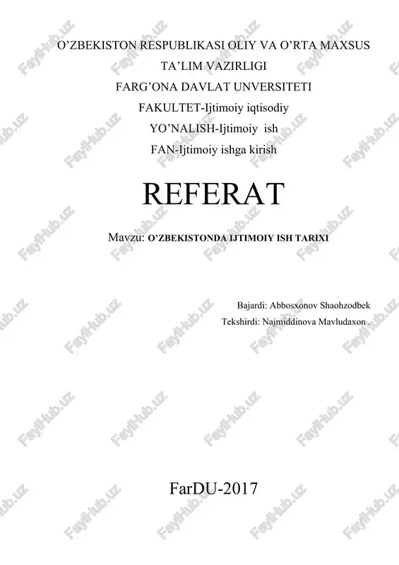 o’zbekistonda ijtimoiy ish tarixi — DOC