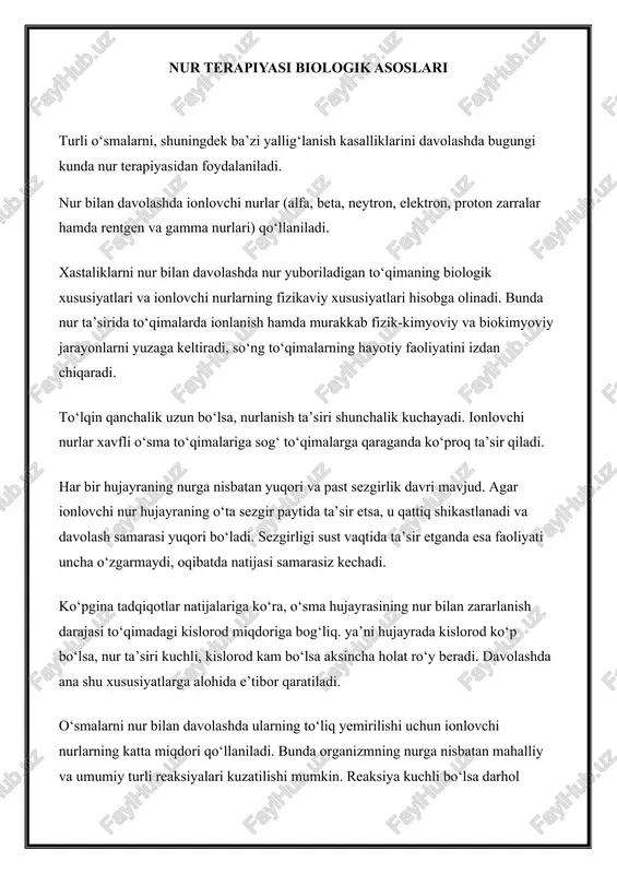 nur terapiyasi biologik asoslari — DOCX