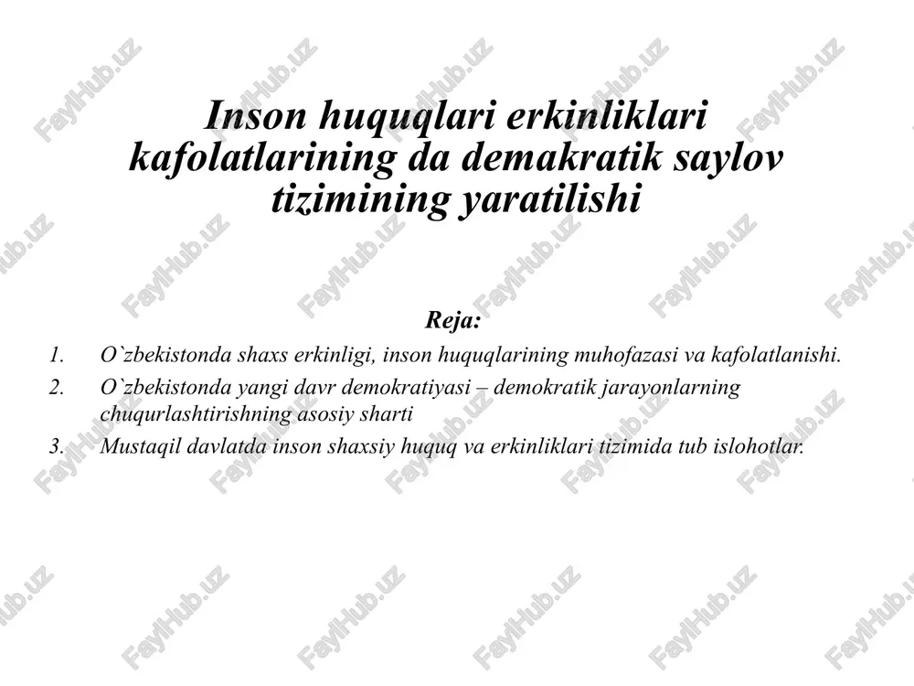 o'zbekistonda inson huquqlari va erkinliklar — PPTX