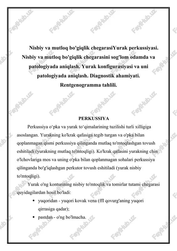 yurak perkussiyasi — DOCX