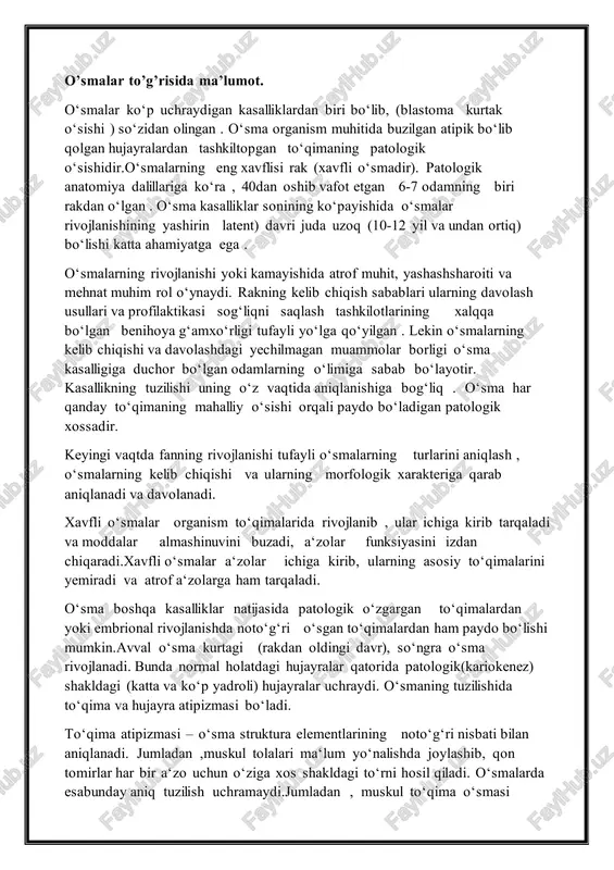 o’smalar to’g’risida ma’lumot — DOCX