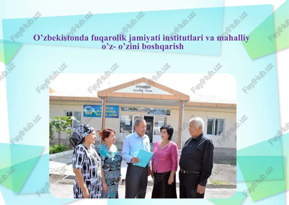 o’zbekiston fuqarolik jamiyati institutlari va mahalliy o’zini boshqarish — PPTX