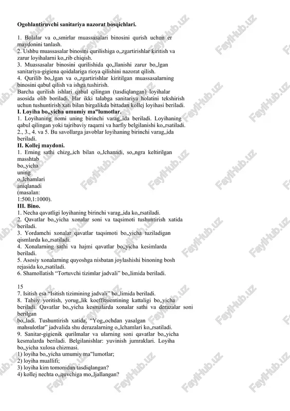 ogohlantiruvchi sanitariya nazorat bosqichlari — DOCX