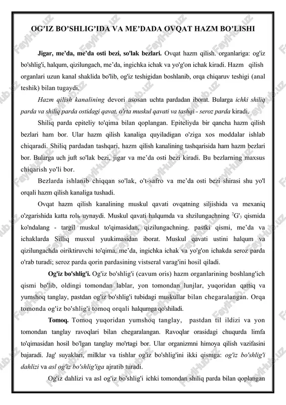ovqat hazm qilish — DOCX