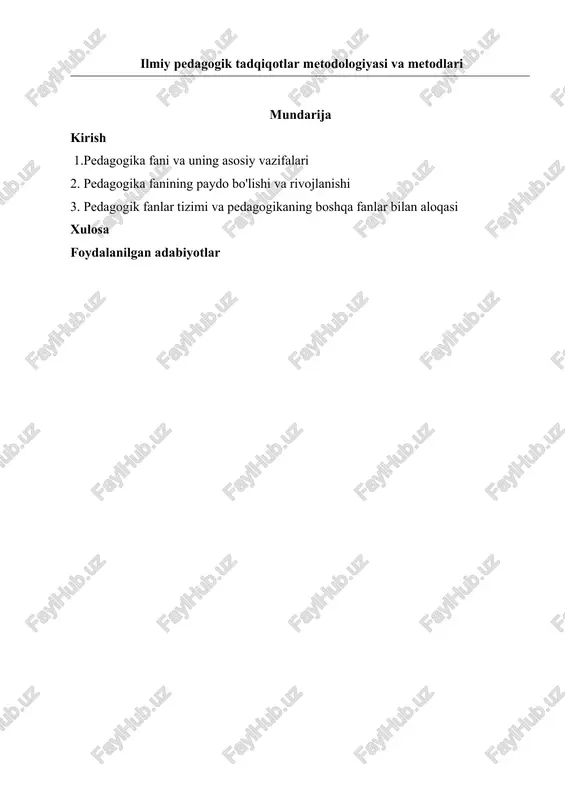 ilmiy pedagogik tadqiqotlar metodologiyasi va metodlari — DOCX