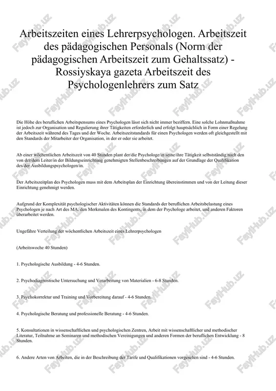 arbeitszeiten eines lehrerpsychologen — DOCX