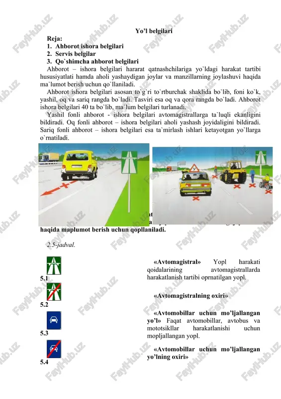 ahborot ishora belgilari — DOCX