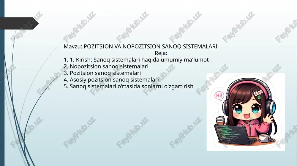 pozitsion va nopozitsion sanoq sistemalari — PPTX