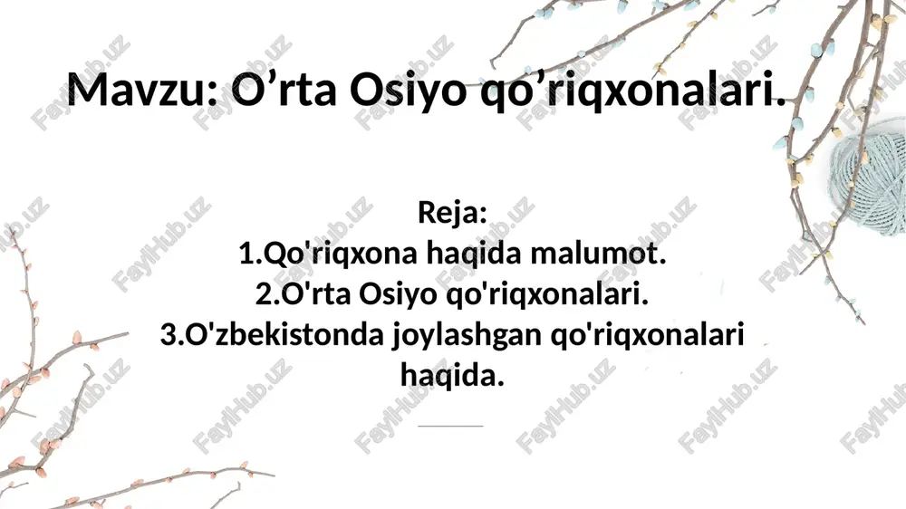 o’rta osiyo qo’riqxonalari — PPTX