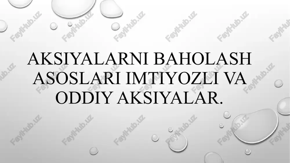 aksiyalar va baholash asoslari — PPTX