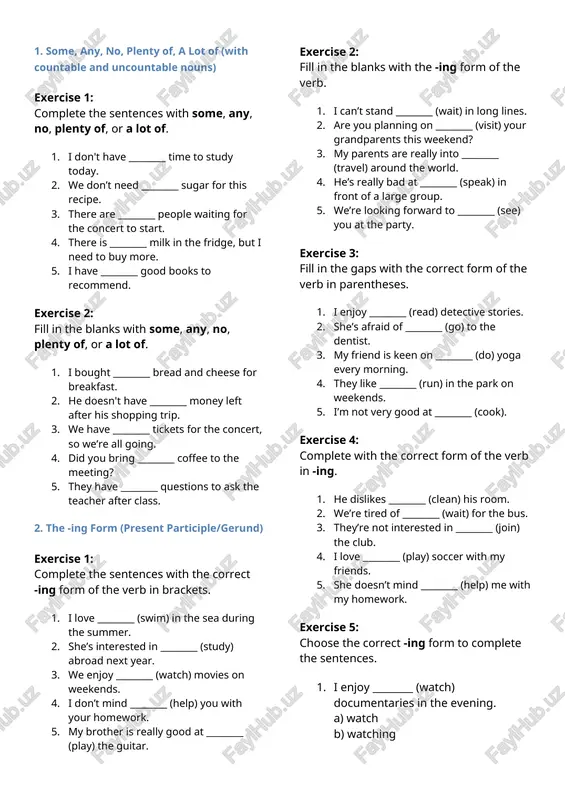 vocabulary and grammar quiz — DOCX