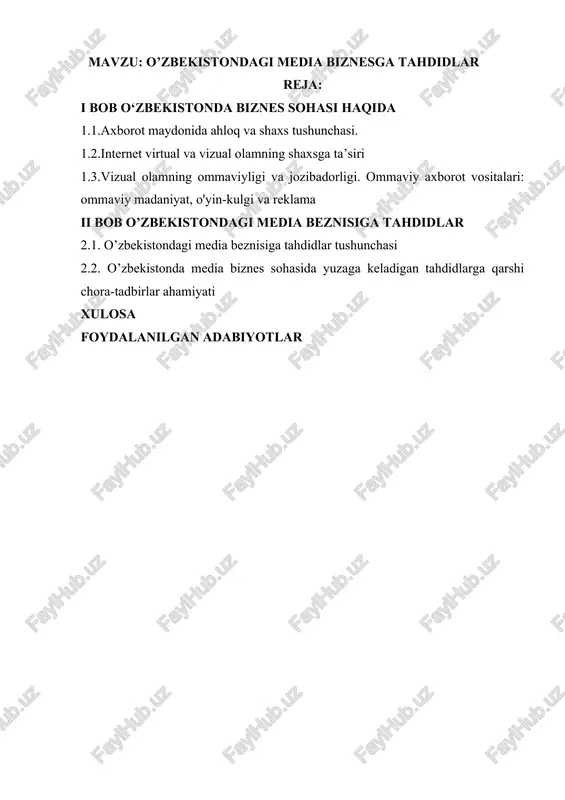 o’zbekistondagi media beznisiga tahdidlar — DOCX