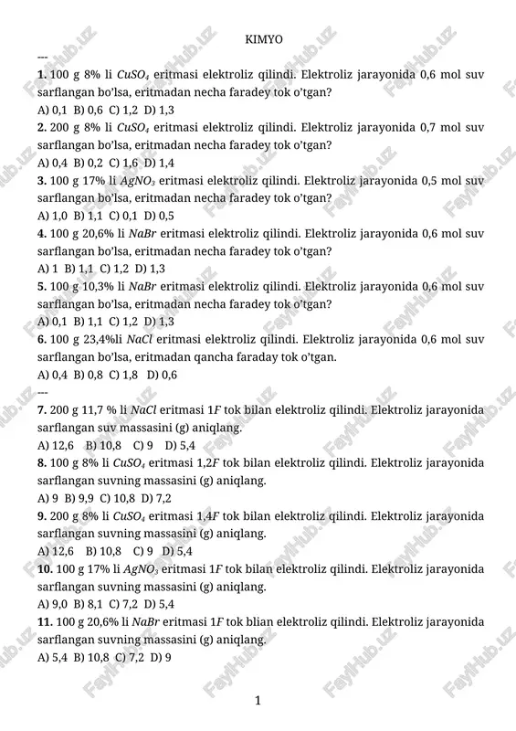 kimyo 1296 ta test baza 109 bet — DOCX