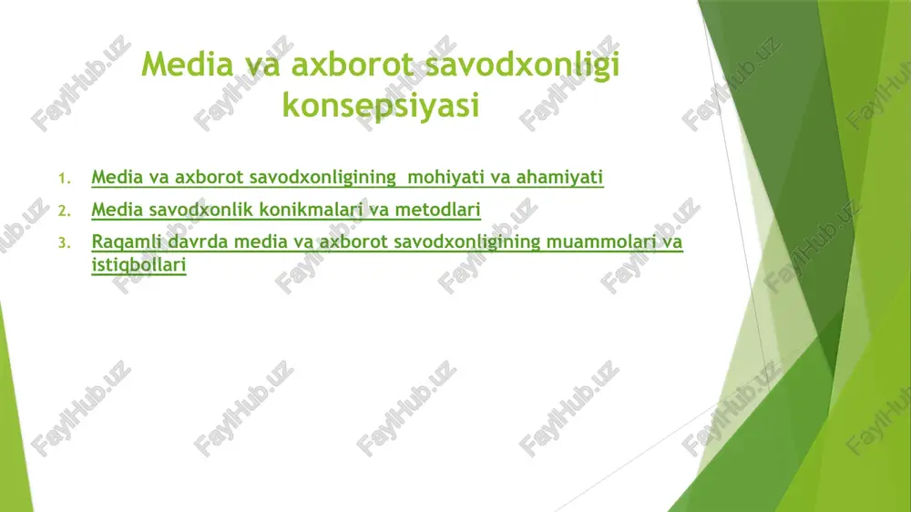 mediava axborot savodxonligi konsepsiyasi — PPTX