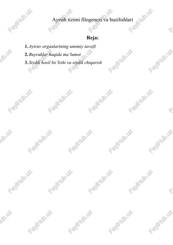 ayiruv tizimi filogenezi va buzilishlari — DOCX