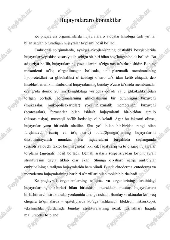 hujayralararo kontaktlar — DOCX