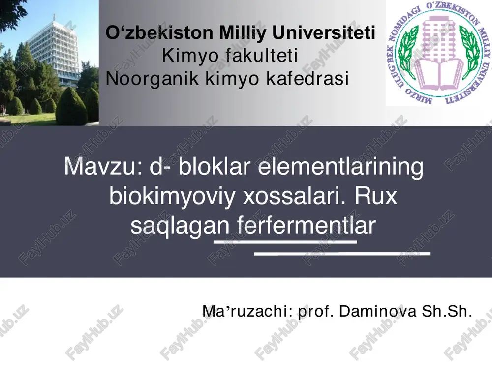 d-blok elementlari biokimyoviy xossalari — PDF