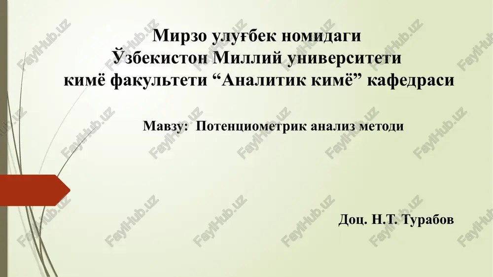 potentsiometrik analiz metodi — PPTX