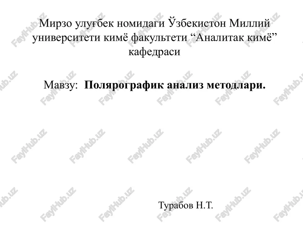 polyarografik analiz metodlari — PPTX