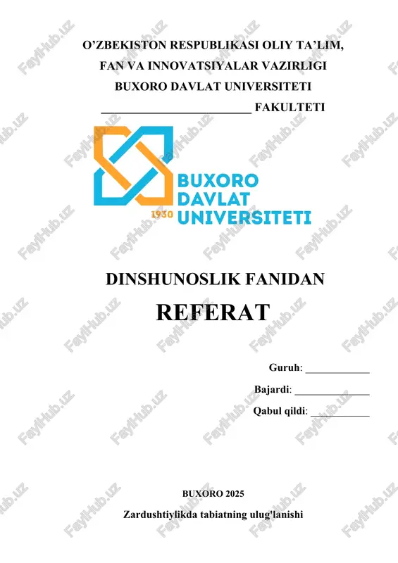 zardushtiylikda tabiatning ulug'lanishi — DOCX