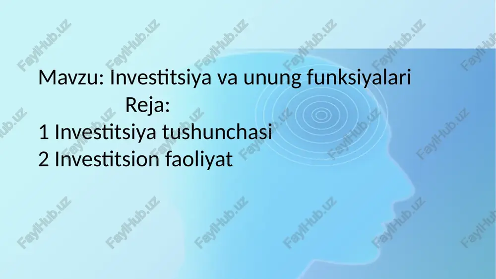 investitsiyava unung funksiyalari — PPTX