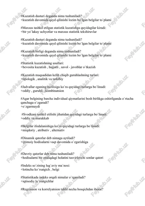 statistik kuzatish — DOCX