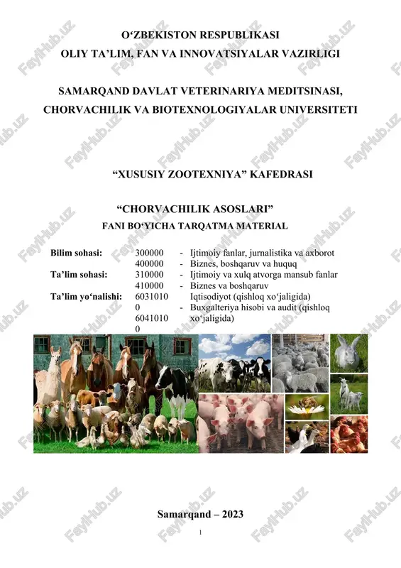 mashg‘ulot: qishloq xo‘jalik hayvonlarining eksteryerini aniqlash — DOCX