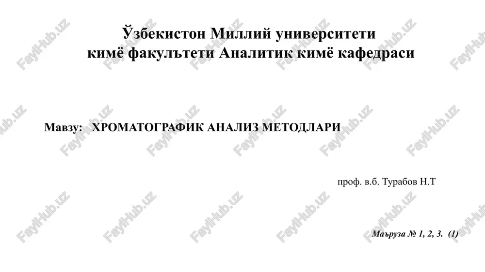 xromatografik analiz metodlari — PPTX