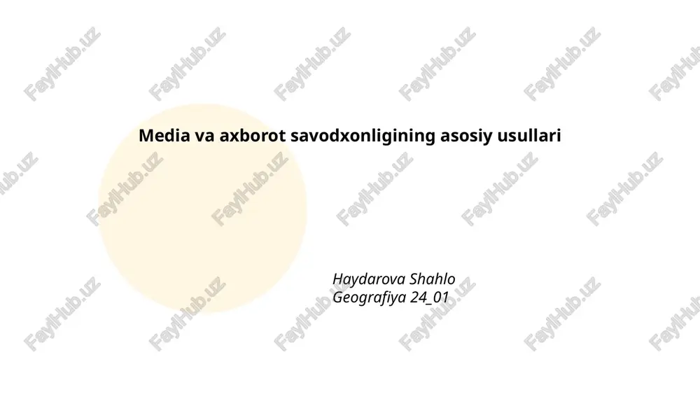media va axborot savodxonligining asosiy usullari — PPTX