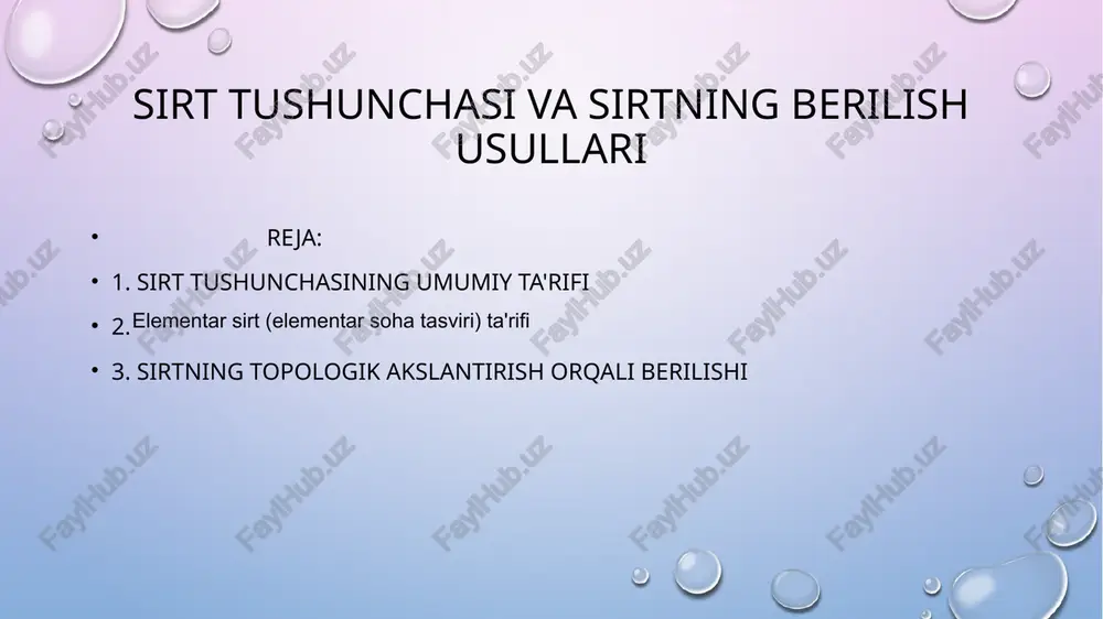 sirt tushunchasi va sirtning berilishi usullari — PPTX