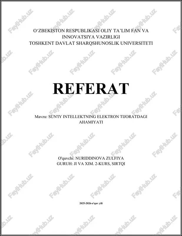 elektron tijoratda mijozlarni shaxsiylashtirish — DOCX