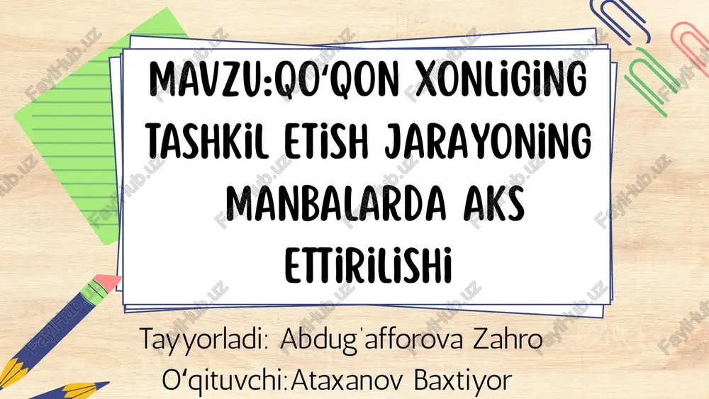 qoʻqon xonligi — PPTX