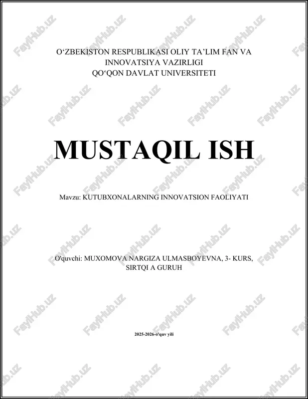 kutubxonalarning innovatsion faoliyati — DOCX
