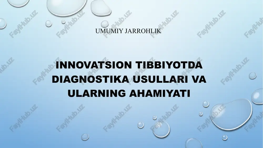 innovatsion tibbiyot dadiagnostika usullari — PPTX