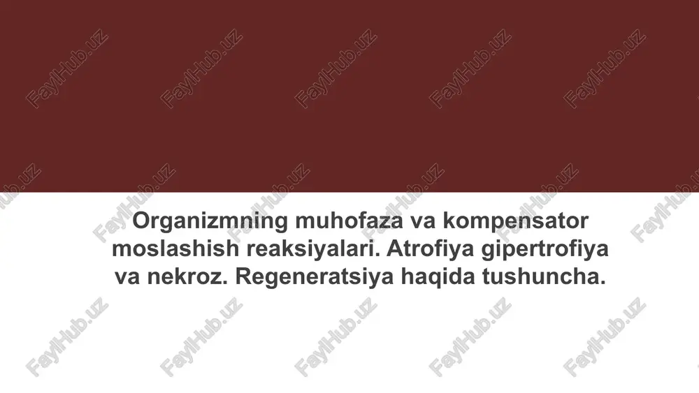 muhofaza va kompensator moslashish reaksiyalari — PPTX