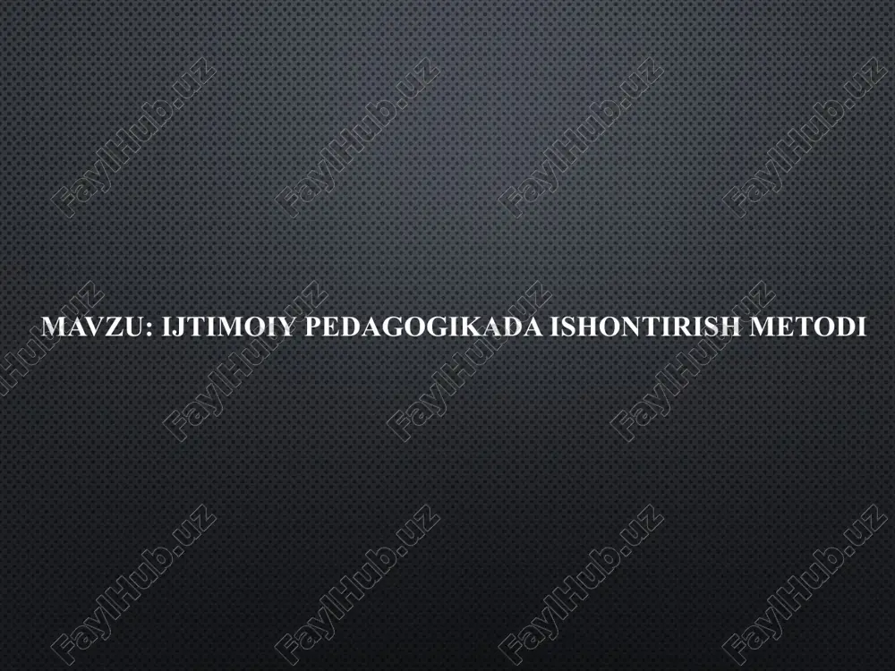 ijtimoiy pedagogikada ishontirish metodi — PPTX