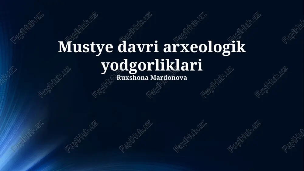 mustye davri arxeologik yodgorliklari — PPTX