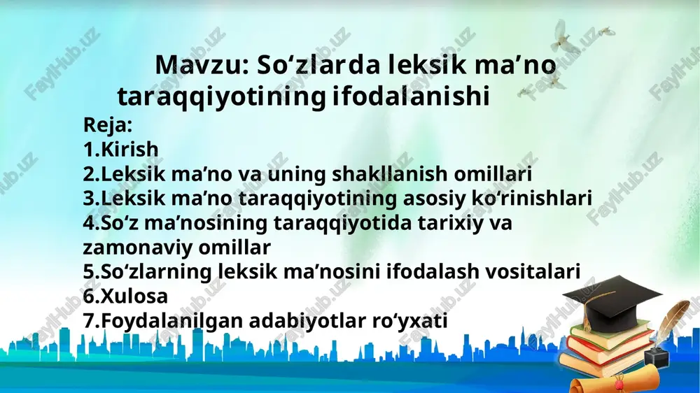 so‘zlarda leksik ma’no taraqqiyotining ifodalanishi — PPTX