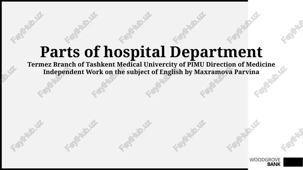 hospital department parts — PPTX
