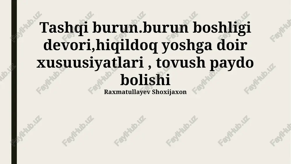 tashqi burun. burun bo'shlig'i devori — PPTX