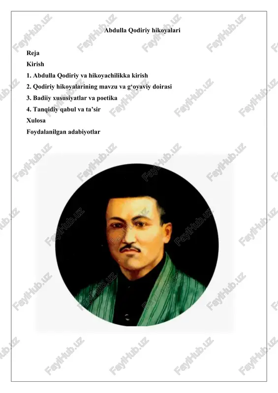 abdulla qodiriy hikoyalari — DOCX