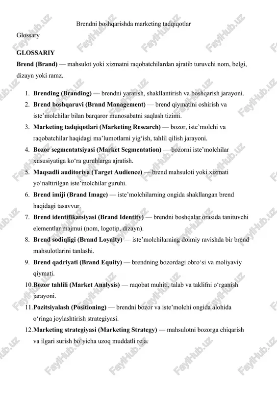 marketing tadqiqotlari (marketing research) — DOCX