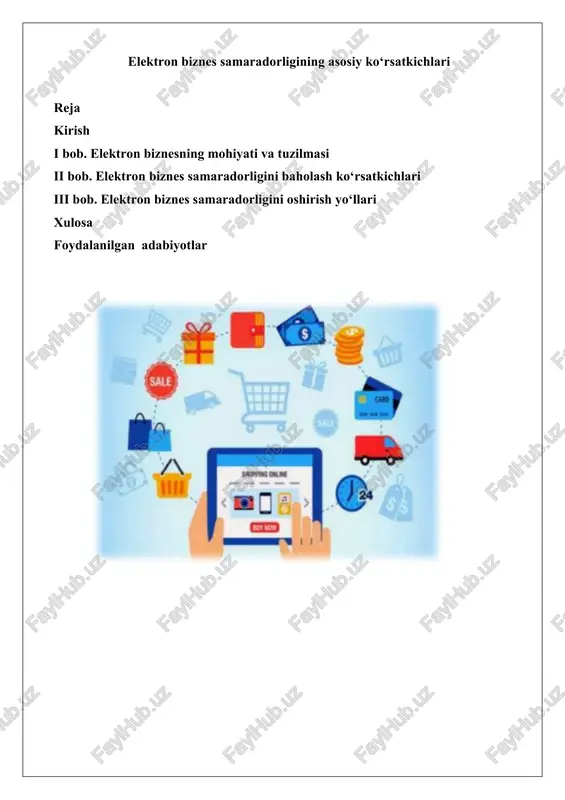 elektron biznes samaradorligining asosiy ko‘rsatkichlari — DOCX