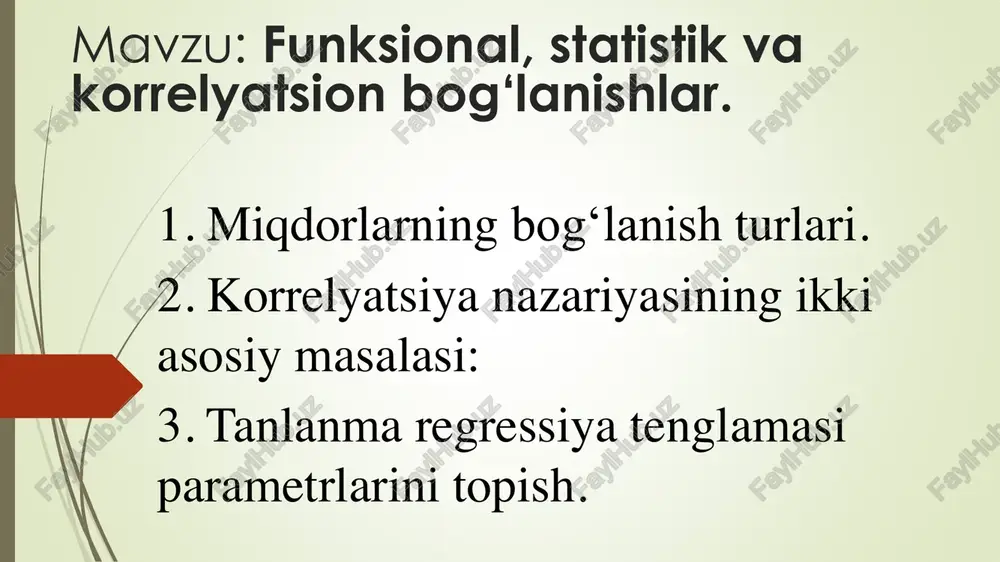 funksional, statistik va korrelyatsion bog‘lanishlar. — PDF