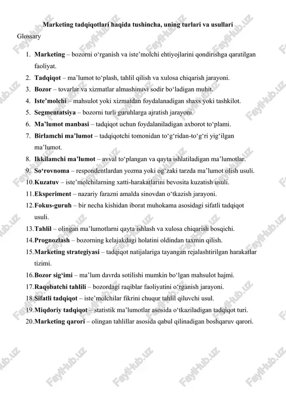 marketing tadqiqotlari — DOCX
