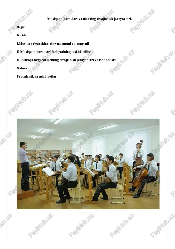 musiqa to'garaklari va ularning rivojlanish jarayonlari — DOCX