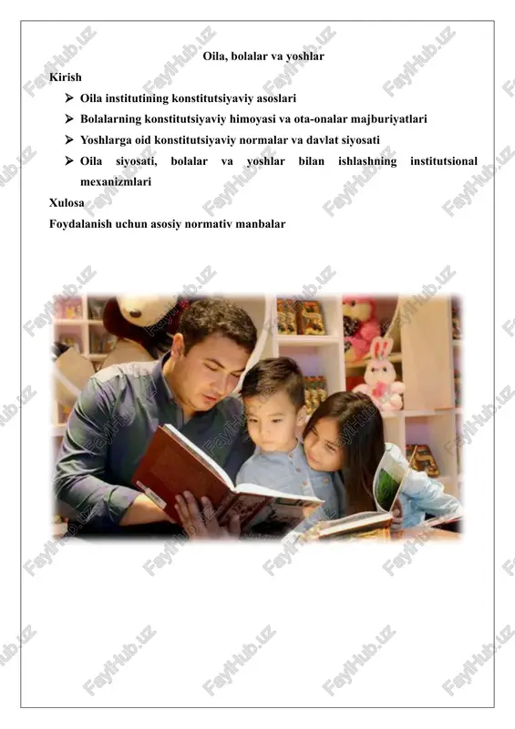 oila, bolalar va yoshlar — DOCX