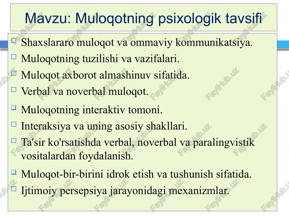muloqotning psixologik tavsifi — PPTX